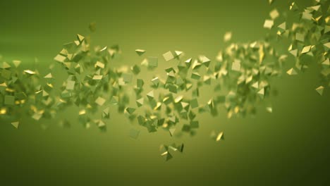 green stream of chaotic low poly shapes seamless loop 3d render animation