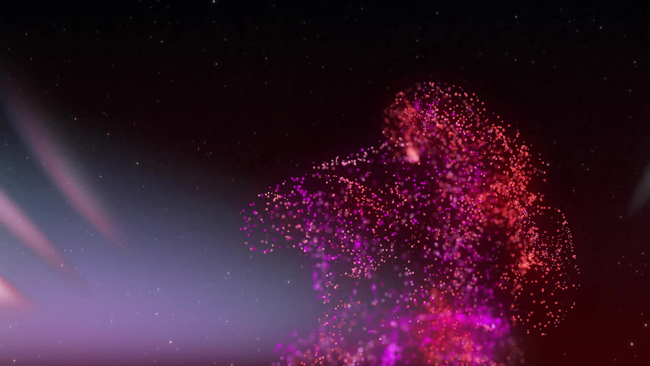 Animation of glowing pink mesh moving over dark background