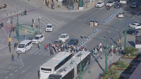 busy traffic crossroad in malaga, spain