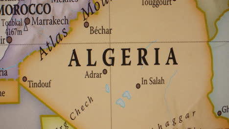 close-up political map of algeria and morocco