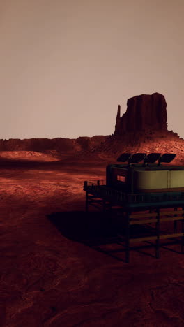 futuristic martian outpost with solar panels