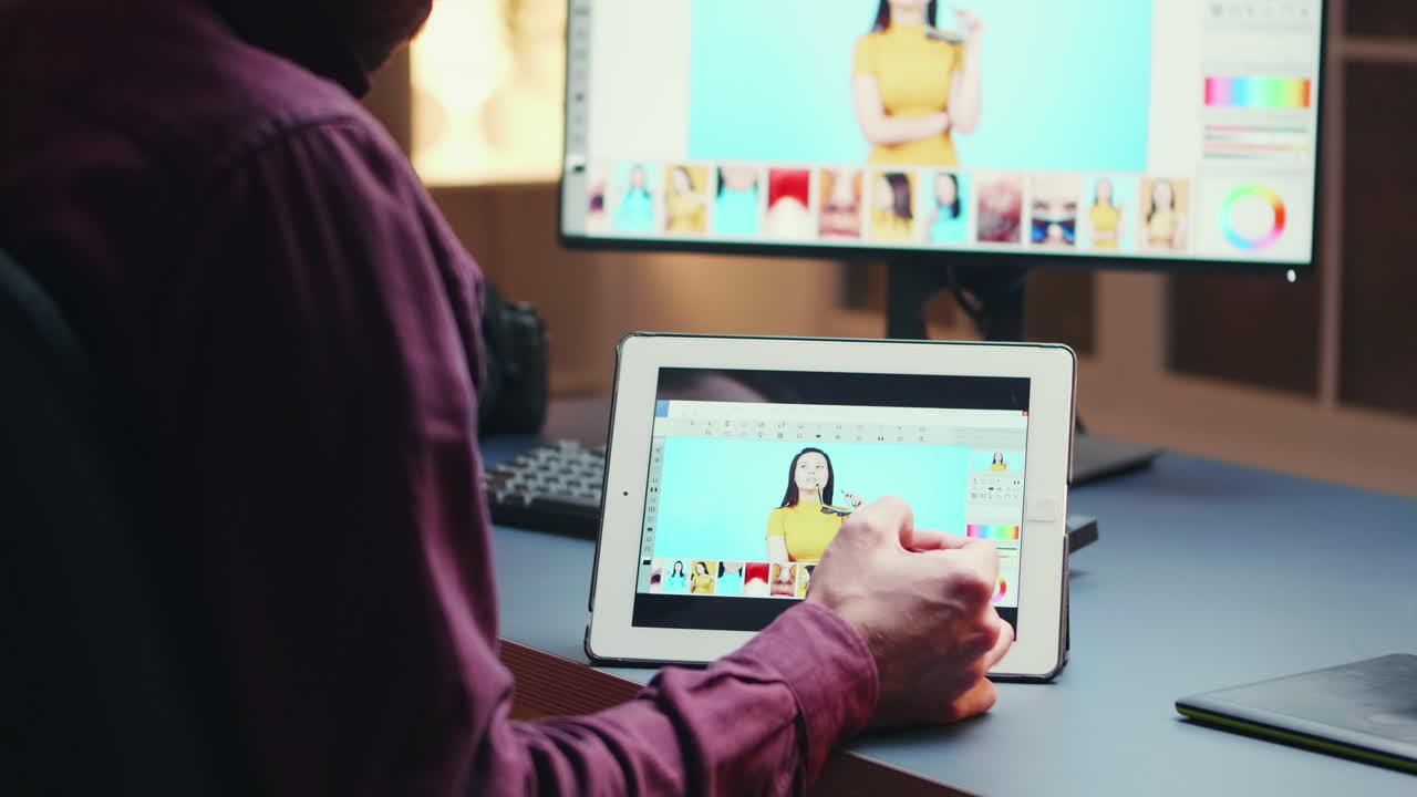 diseñador creativo que trabaja en el retoque de la piel