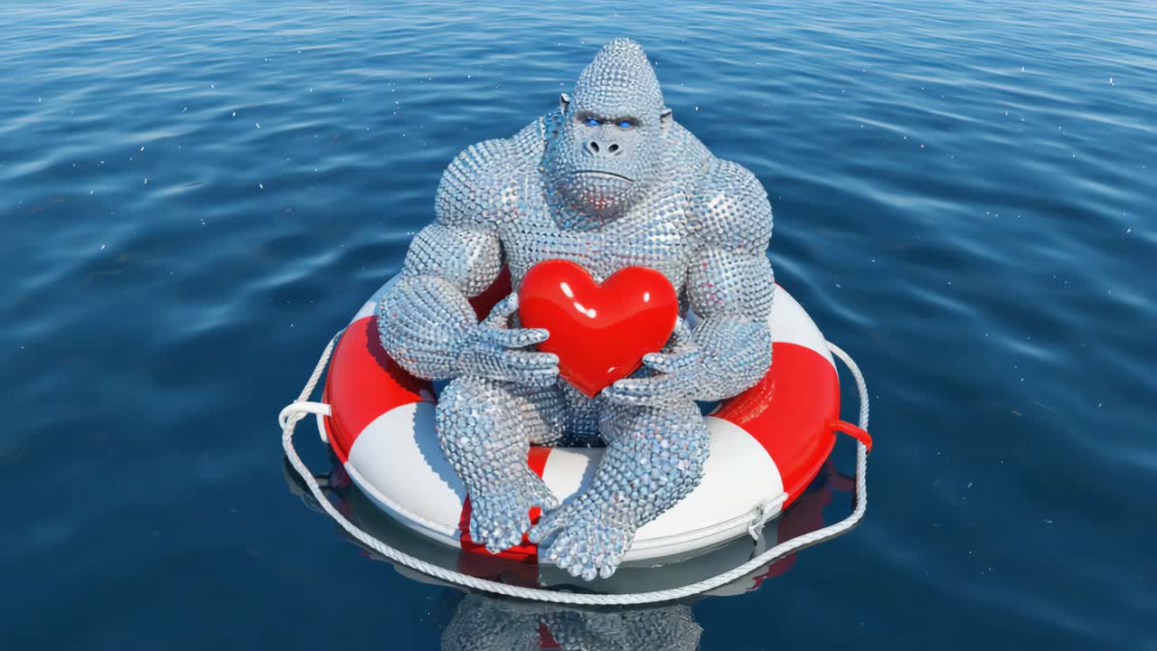 Diamond gorilla in a life preserver