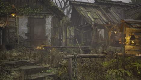 mysterious rustic village at dusk revealing secrets of ancient craftsmanship