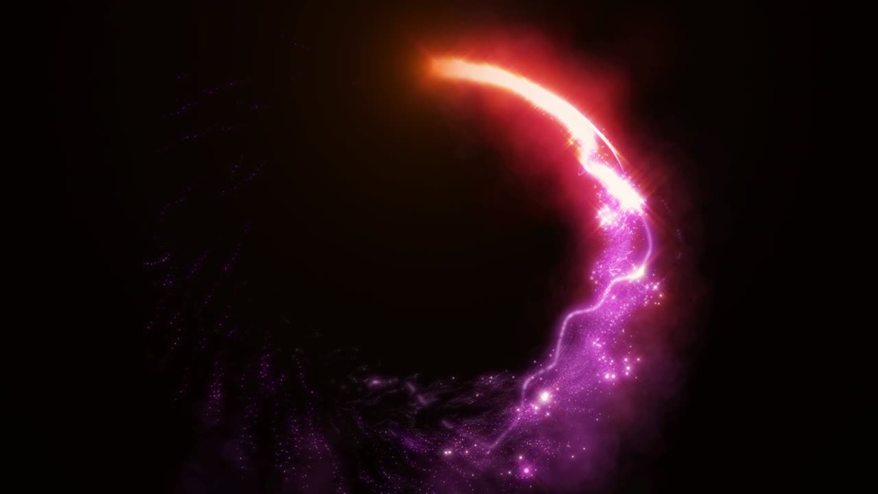círculo de bucle fluyendo rastros de partículas resplandor elemento brillante remolino y movimiento flotante 4k.