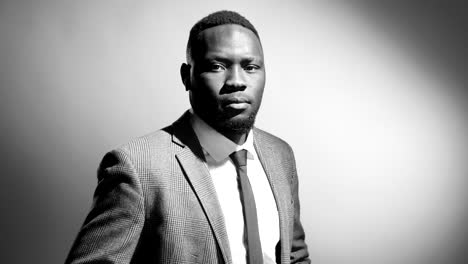 black and white portrait of afro-american businessman