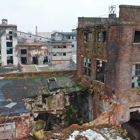 abandoned industrial building. ruins of an old factory. aerial view