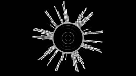 virtual circular equalizer. vertical columns of black and white squares, dynamic pixel vibrations for a nightclub or show.