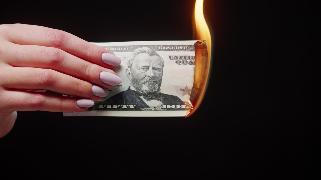 Burning Fifty Dollar Bill