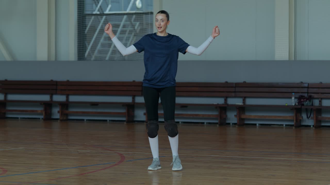 Volleyball players in training