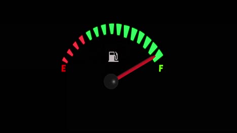 animation of fuel gauge moving over black background