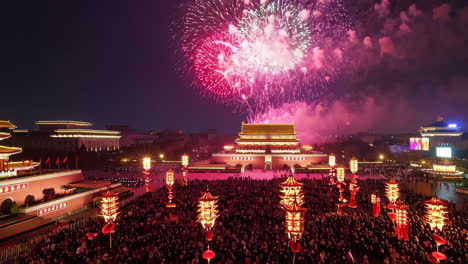fireworks celebration at tiananmen square