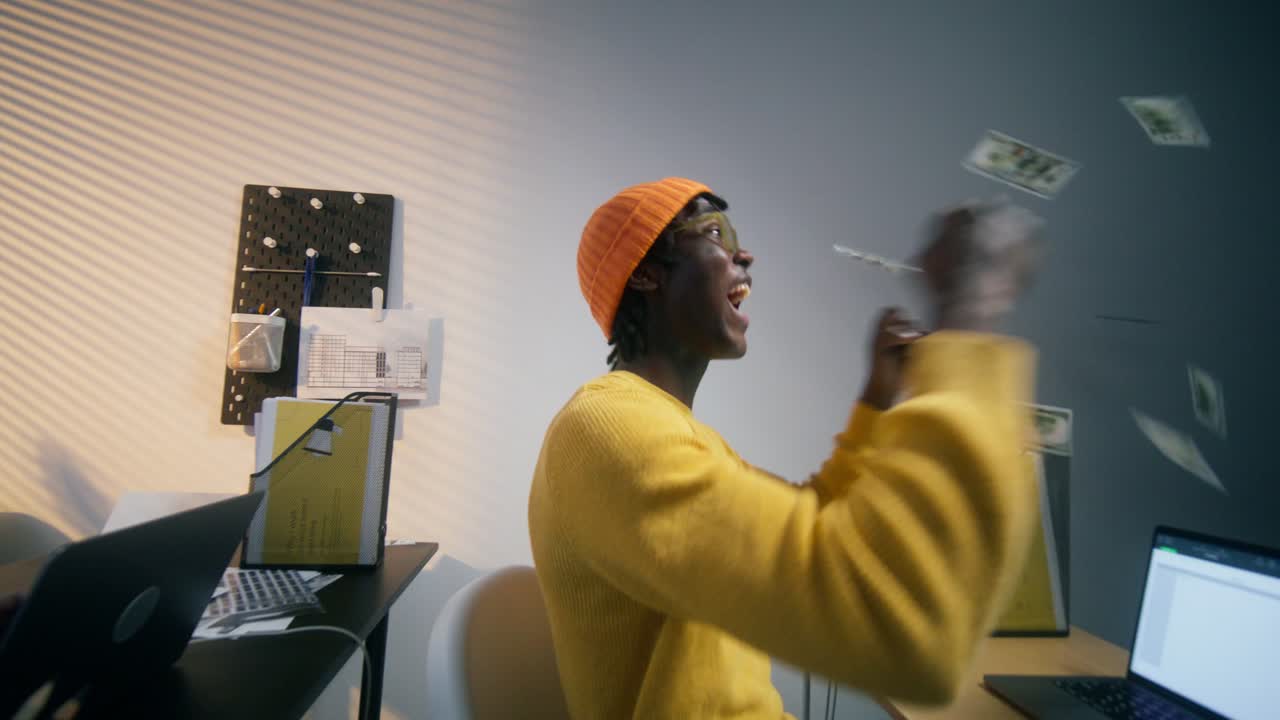 성공을 축하하는 돈의 비