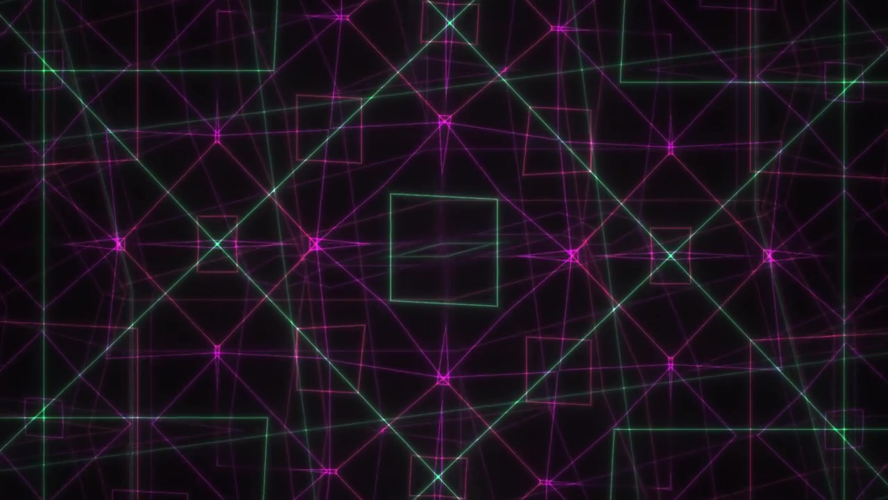 Abstract Neon Grid Animation with Pulsing Geometric Patterns