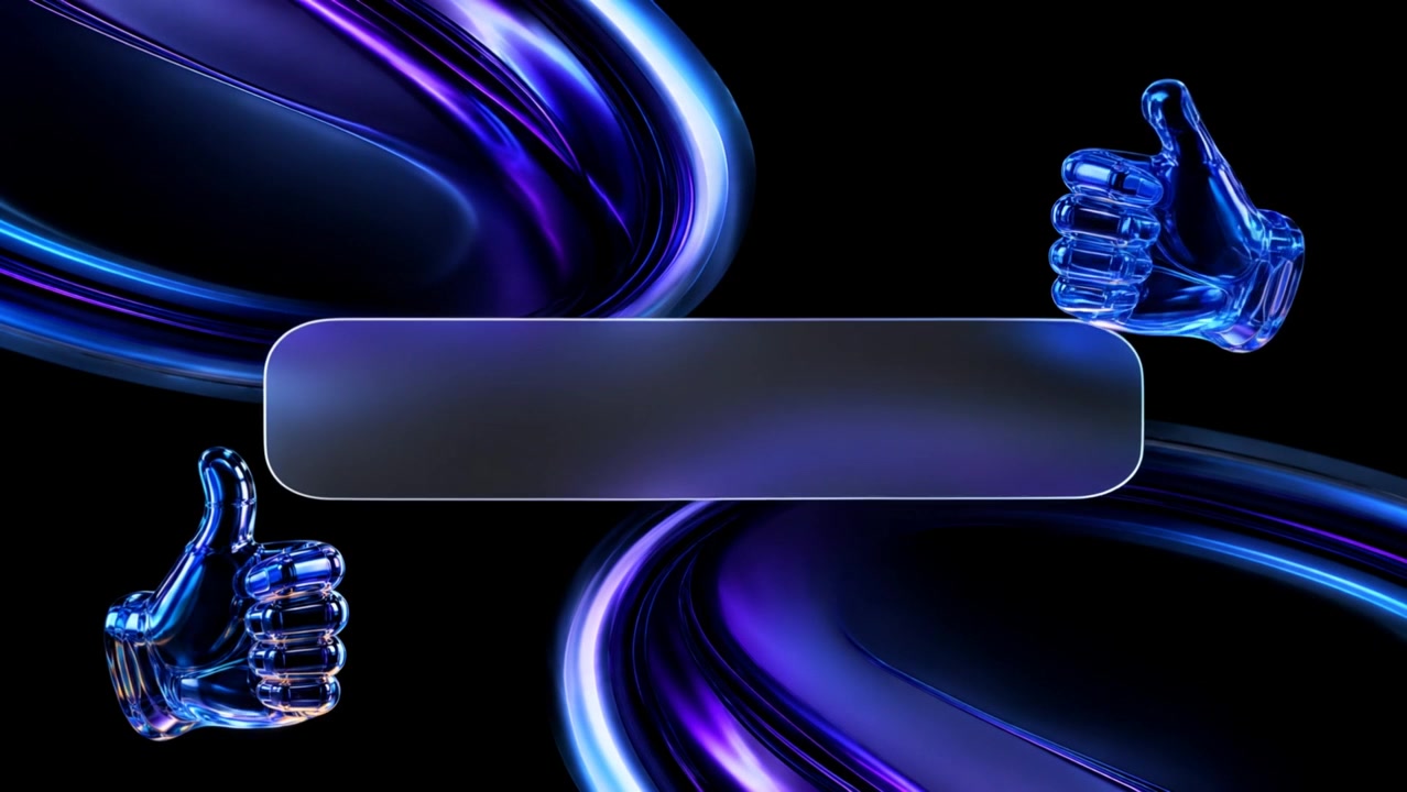 Forme astratte blu luminose e curve su uno sfondo scuro che creano un elegante sfondo digitale in movimento