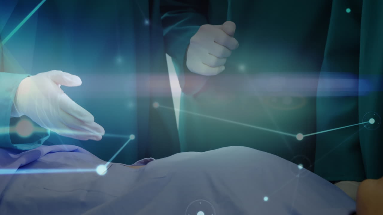 수술 중에 다양한 외과 의사 간의 연결 네트워크의 애니메이션