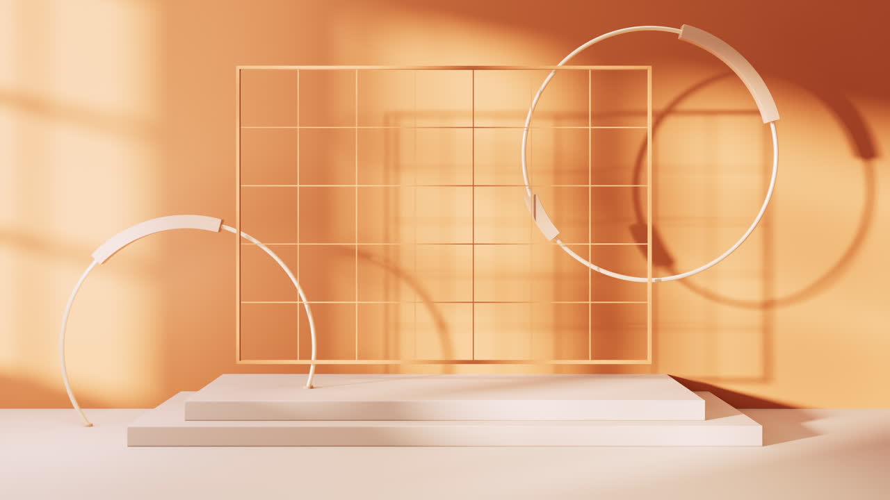 기하학적 모양의 빈 방, 3d 렌더링