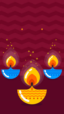 Una-Animación-De-Un-Fondo-De-Feliz-Diwali-Con-Velas-De-Colores-En-Diseño-Plano.