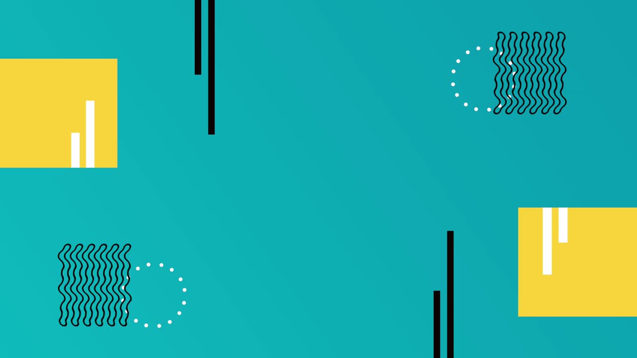 figuras geométricas y color estilo memphis en fondo verde