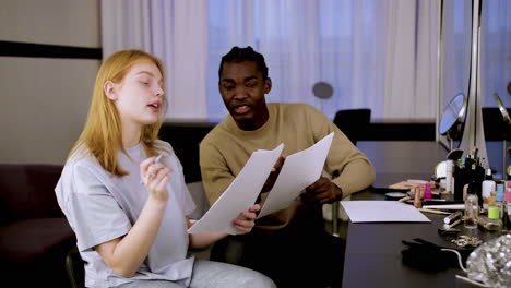 young actors practising