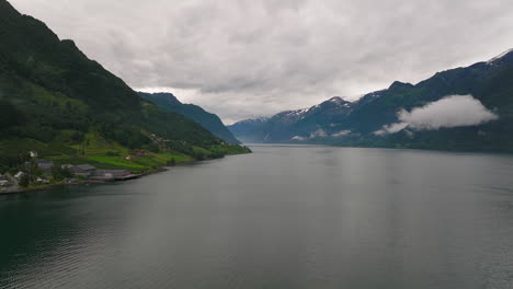 idyllic view of hardangerfjord in southwestern norway during cloudy day