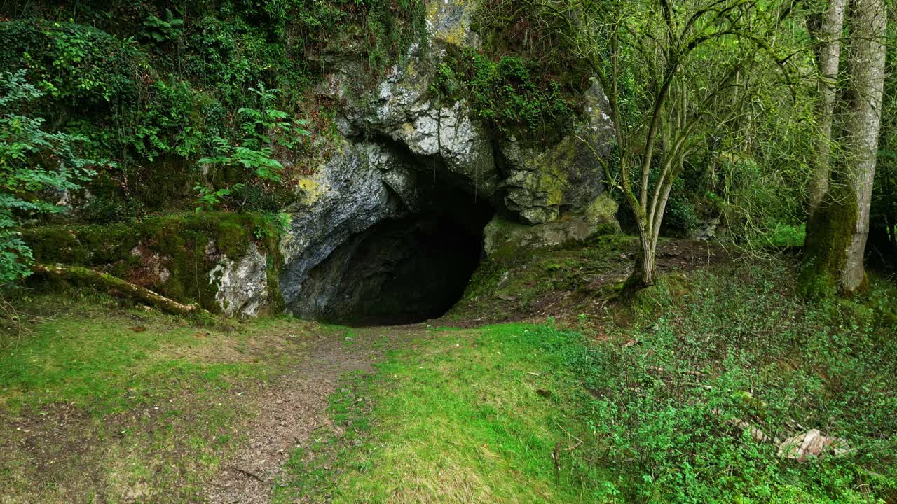 Entrance of Mayenne-Sciences Cave, Saulges caves in Saint-Pierre-sur-Erve, France