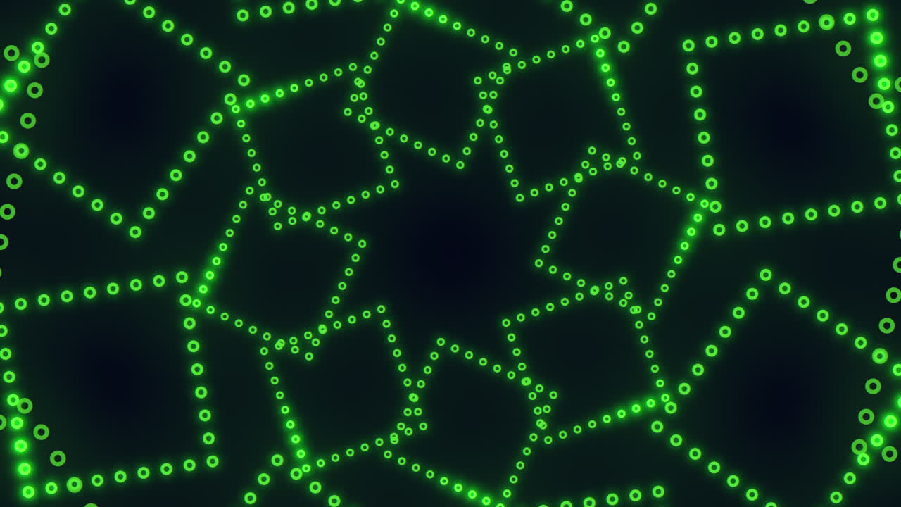 연결된 선으로 된 녹색 점들의 대칭적인 육각형 패턴