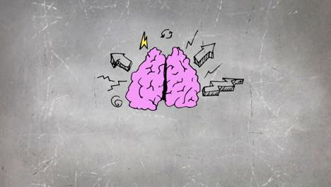 sketch of brain and icons