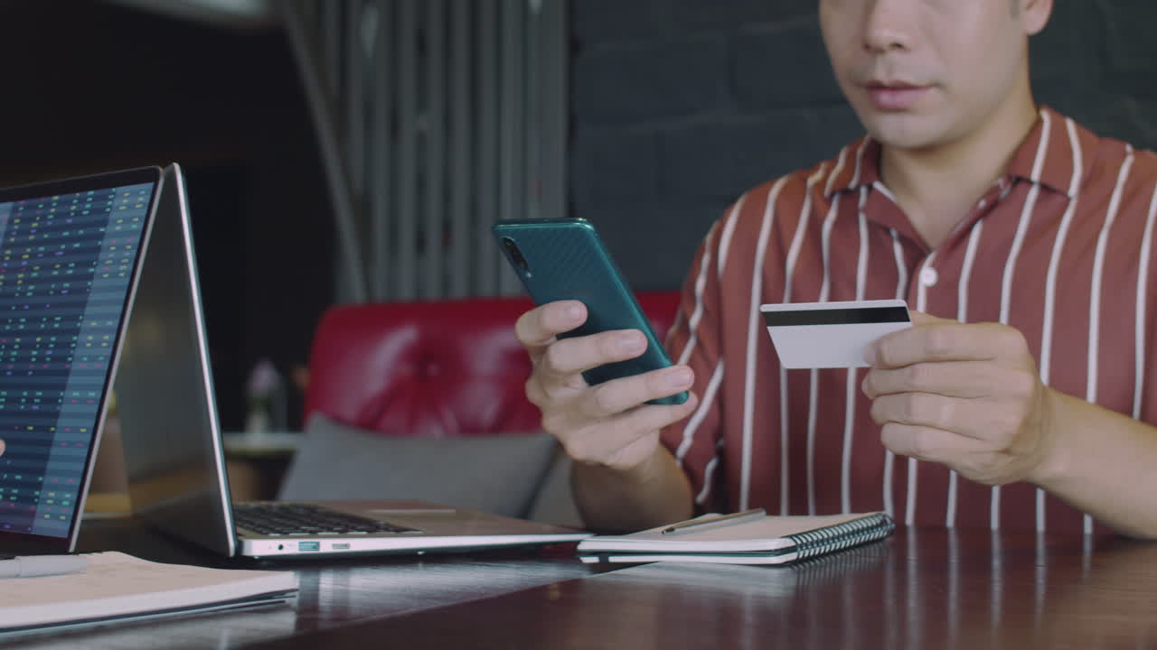 Investor Doing Money Transaction from Online Wallet to Credit Card