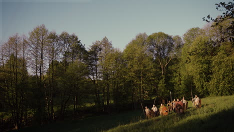 medieval reenactment in a forest