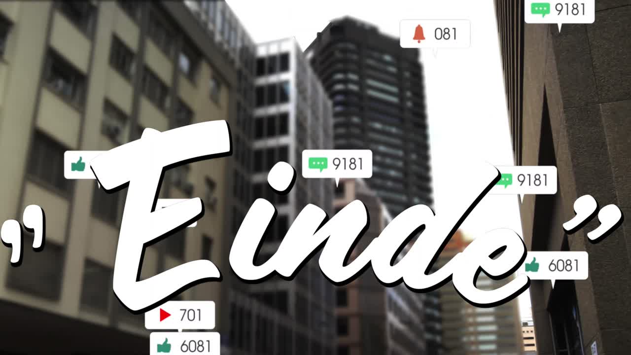 디지털 아이콘에 대한 텍스트와 높은 건물에 대한 음성 거품에 대한 증가하는 수