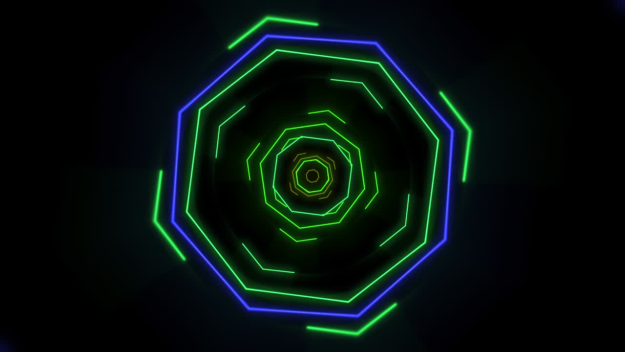 forme geometriche colorate al neon nello spazio