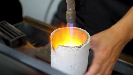 melting metal, craft jewelry manufacturing, professional handmade fluid metal transforming process