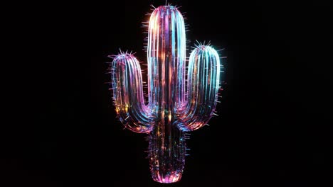 glowing colorful cactus art