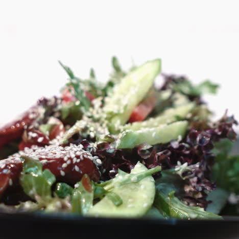 warm salad with beef. european cuisine at the restaurant. sqare video