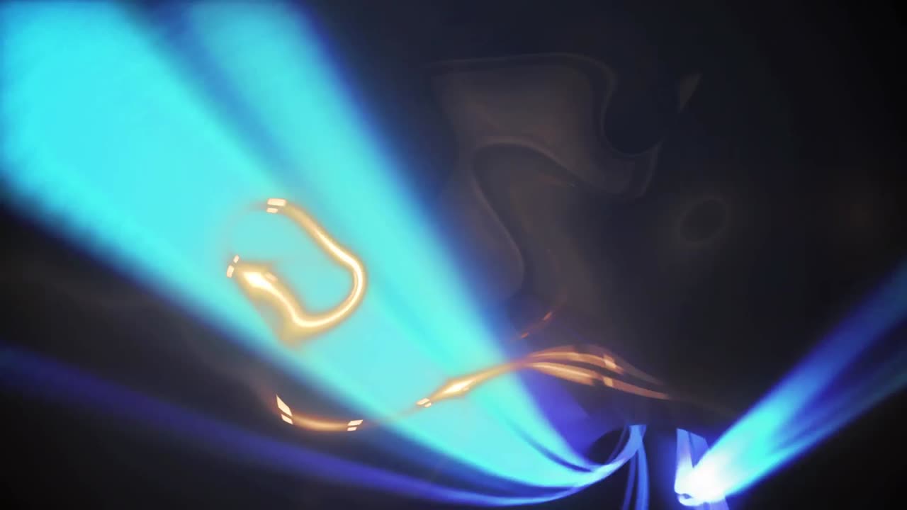 반 ⁇ 이는 빛의 애니메이션과 반 ⁇ 이는 빛의 터널에서 회전하는 연기 트레일