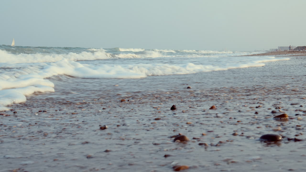 Foamy sea waves - low angle