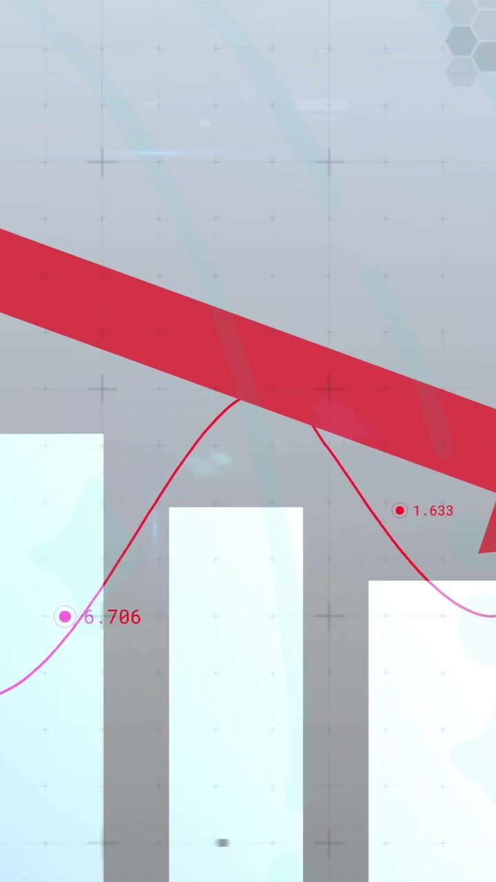 Red downward arrow and bar chart depicting financial decline animation