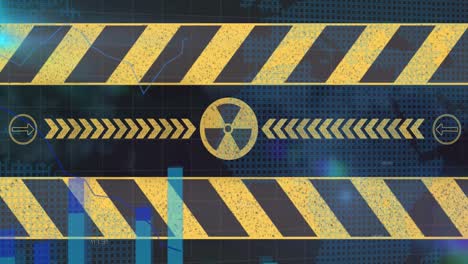 Animation of warning tape over data processing