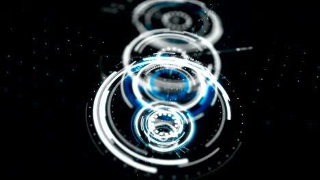 el elemento de interfaz de visualización de circle hud head up para el concepto de tecnología cibernética futurista con procesamiento oscuro y de grano