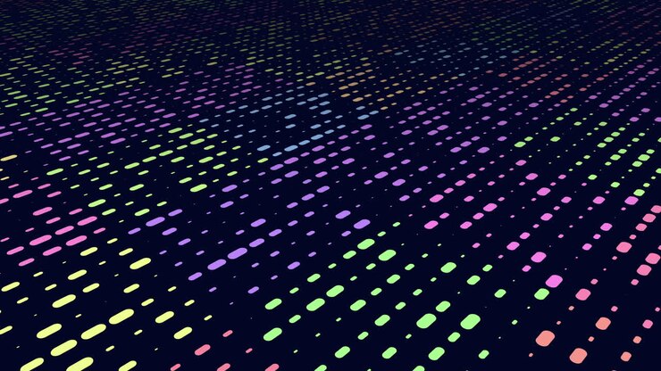 Futuristic dots pattern in rows with rainbow color 2