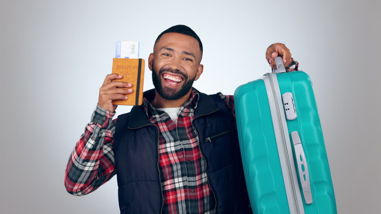 hombre, celebración y pasaporte