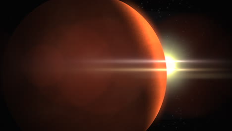 Lichteffekt-Und-Orangefarbener-Planet-In-Der-Galaxie