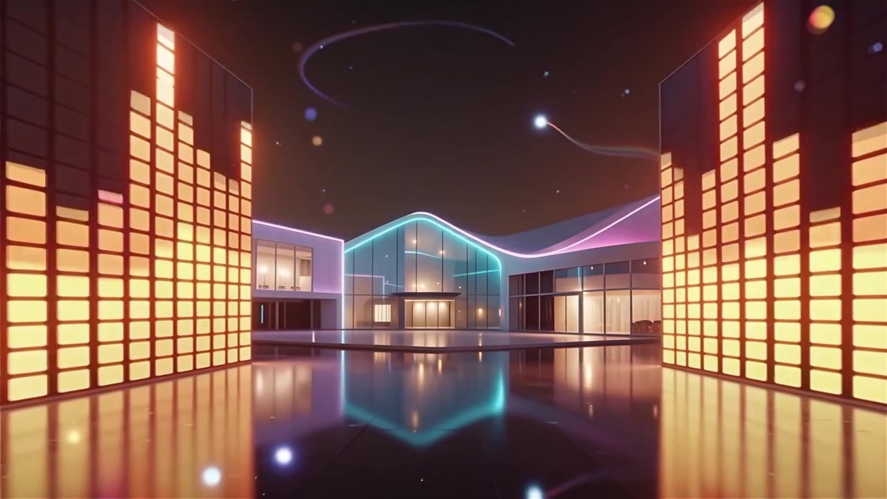 Sfondo visualizzatore equalizzatore musicale neon arcobaleno futuristico.