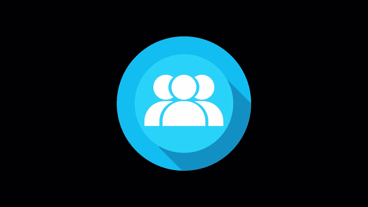 Blue Circle with Animated Group of People Icon