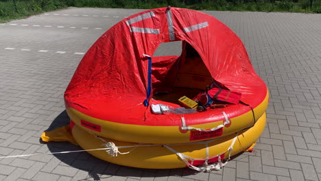 detail of inflated life raft