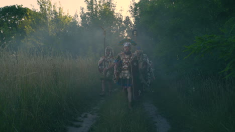 roman legion marching through a field