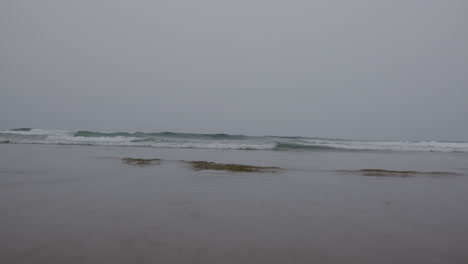 waves on a cloudy beach