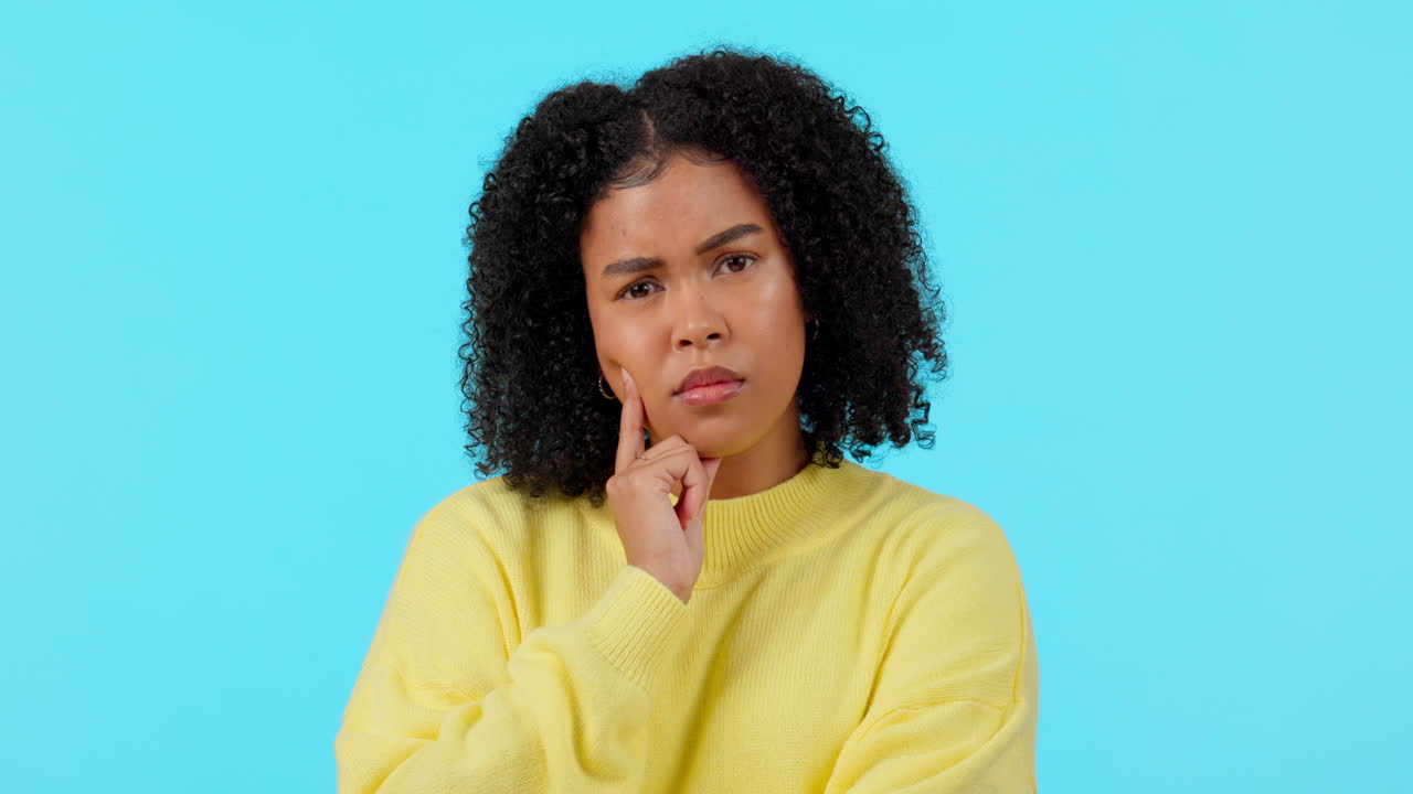 African woman, thinking face