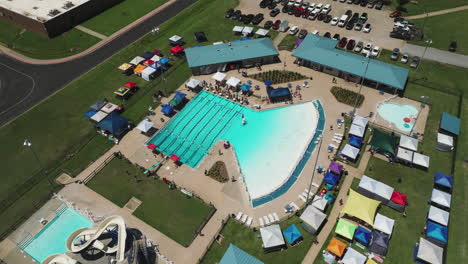 family aquatic center during summer swim meet in siloam springs, arkansas, usa